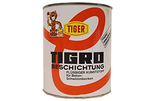 Tiger Tigro Beschichtung flüssiger Kunststoff für Beton- Schwimmbecken Seidenmatt 1 Liter Farbwahl, Farbe:mittelgrau von Tiger