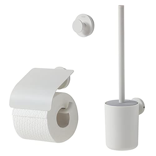 Tiger Urban Badaccessoire-Set, 3-teilig, bestehend aus Toilettenpapierhalter mit Deckel zur Wandmontage, Haken und WC-Bürste, mit austauschbaren Dekor-Ringen zur individuellen Gestaltung, Weiß von Tiger