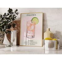 Paloma Kunstdruck | Barwagen Dekor Cocktail-Poster Signatur Drink Sign Trendige Wandkunst Minimalistisch, Elegant, Raffiniert von TigerArtStudios