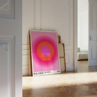 Engel Nummer 888 Poster, Pink Balance Gradient Kunstdruck, Farbverlauf Wandkunst, Spiritueller 888, Trendy Self Care Art von TigerSpiritPrints