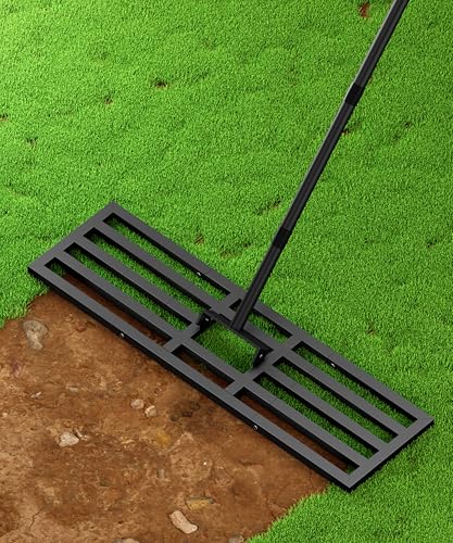Tigerden Verbesserter Rasen-Nivellierharke, 101,6 x 25,4 cm, Rasen-Nivellierwerkzeug, robuste verstärkte Verbindung, Gartenrechen mit verstellbarem langem Griff, Bodennivellierer für Hof, Glätten von Tigerden
