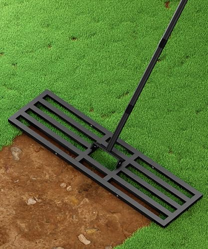 Tigerden Verbesserter Rasen-Nivellierharke, 111,8 x 25,4 cm, Rasen-Nivellierwerkzeug, robuste verstärkte Verbindung, Gartenrechen mit verstellbarem langem Griff, Bodennivellierer für Hof, Glätten von Tigerden