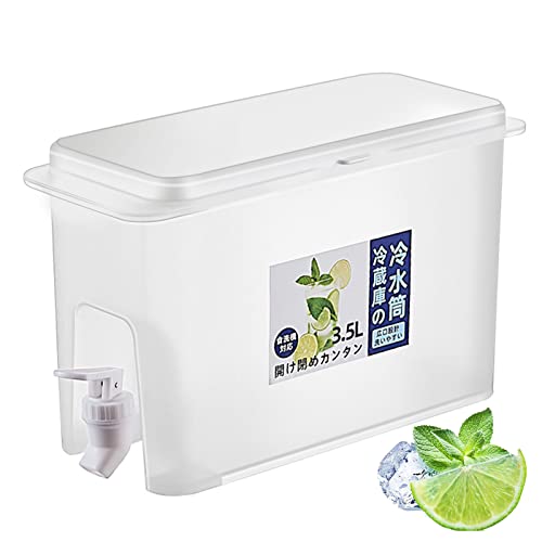 Getränkespender 3.5 Liter Kühlschrank Wasserspender Kunststoff Limonadenspender mit Wasserhahn für Kalte Getränke Büro Camping Saft Getränke Cocktails von Tigerkinwit