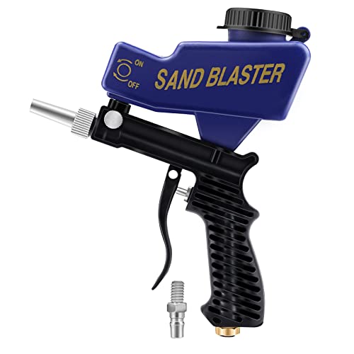 Sandstrahlpistole Handgerät Air Sand Blaster mit Trichter Tragbare Pneumatische Sandstrahlpistole für Remove Paint Stains Rust Clean Surfaces Autowartung Mechanische Ausrüstung(Blau) von Tigerkinwit
