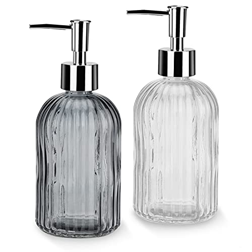 Seifenspender,Flüssigkeitsflasche Spender aus Glas für Küche Bad Nachfüllbare Handwaschflüssigkeit Klarglasflasche für Handseife Seife Lotion 2pcs von Tigerkinwit