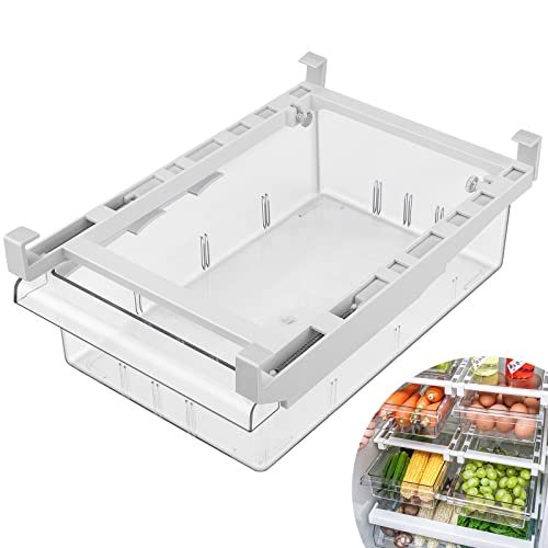 Tigerkinwit Fridge Organiser Transparent Partition Layer Organiser Adjustable Storage Shelf Clamp Drawer Organisers with Handles for Fridge Cupboards Shelves Sink Vegetables von Tigerkinwit