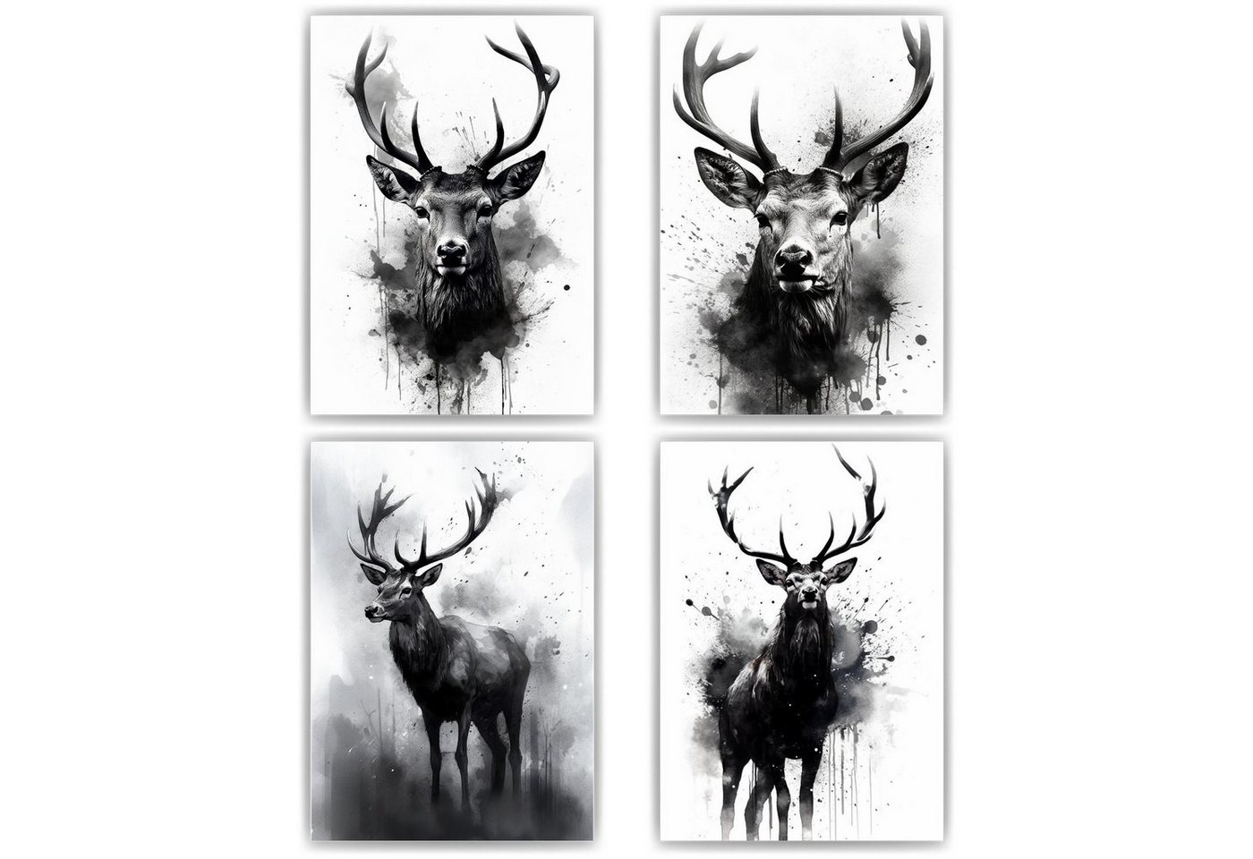 Tigerlino Poster 4er Set Hirsch Wandbilder Kunstdruck Natur Wanddeko Hirsche Wandposter Tigerlino Poster 4er Set Hirsch Wandbilder Kunstdruck Natur Wanddeko Hirsche Wandposter von Tigerlino