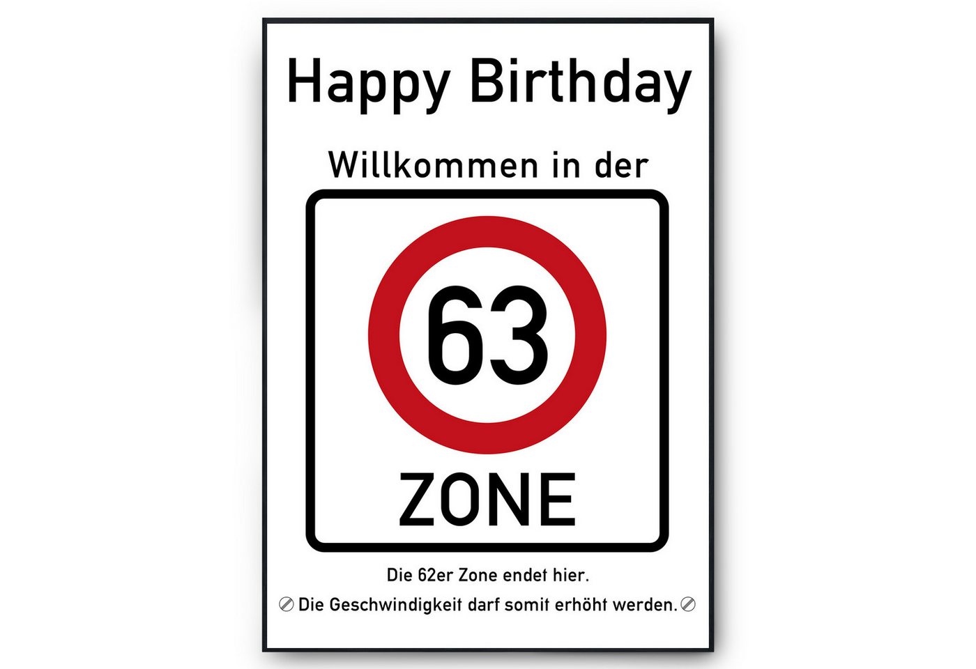Tigerlino Poster 63. Geburtstag Geschenk Verkehrszeichen Karte Happy Birthday Deko Bild von Tigerlino
