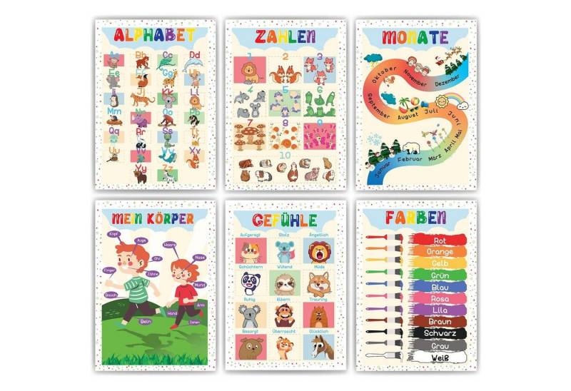 Tigerlino Poster 6er Set Alphabet, Farben, Körper, Zahlen, Gefühle, Monate Lernposter Tigerlino Poster 6er Set Alphabet, Farben, Körper, Zahlen, Gefühle, Monate Lernposter von Tigerlino
