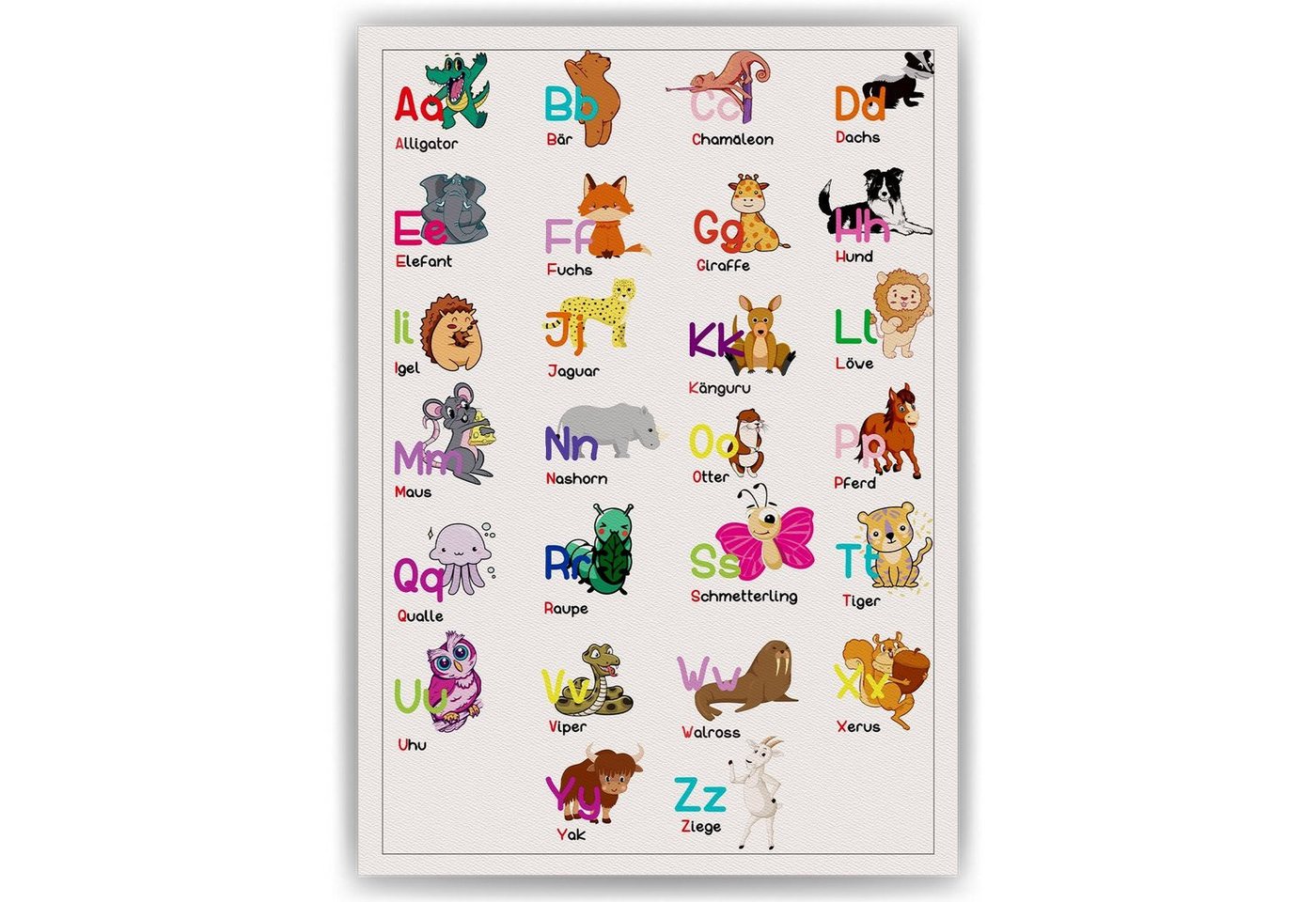 Tigerlino Poster Alphabet Tiere Lernposter Kinderzimmer Wandbild ABC Lernhilfe von Tigerlino