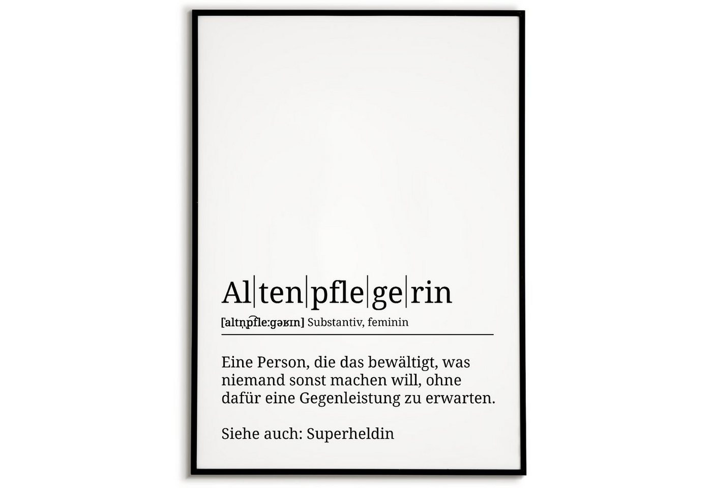 Tigerlino Poster Altenpflegerin Definition Wandbild Mitarbeiterin Geschenk von Tigerlino