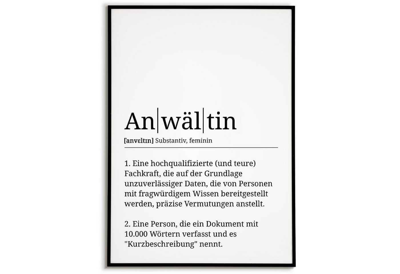 Tigerlino Poster Anwältin Definition Wandbild Mitarbeiterin Geschenk von Tigerlino