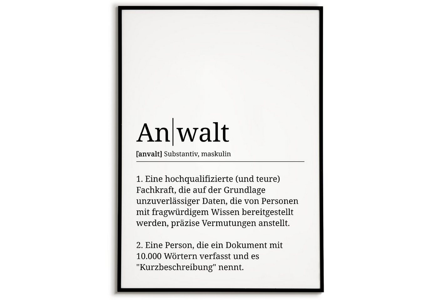 Tigerlino Poster Anwalt Definition Wandbild Mitarbeiter Geschenk von Tigerlino