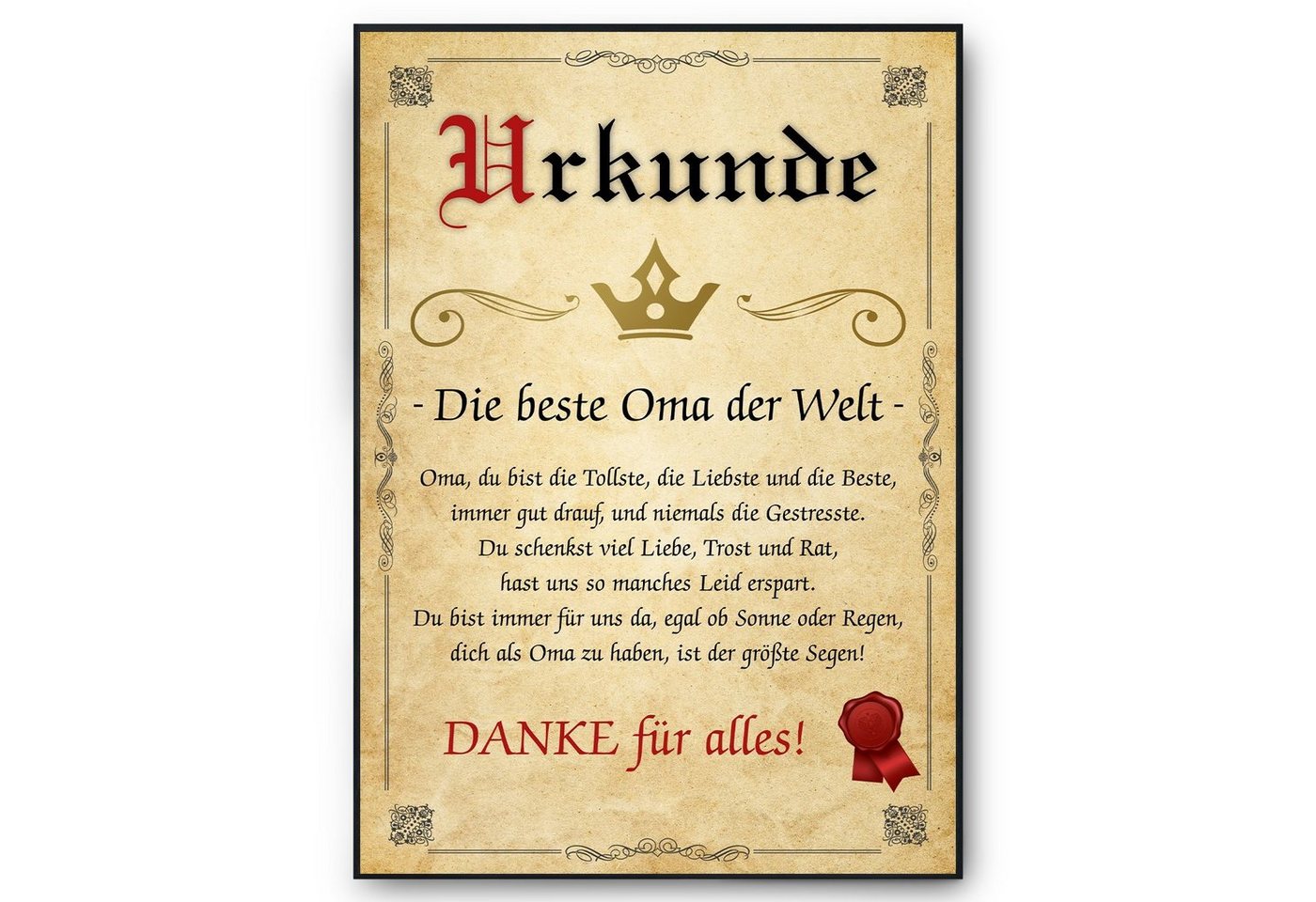 Tigerlino Poster Beste Oma Urkunde Geschenkidee Bild Oma Geschenk von Enkeln von Tigerlino