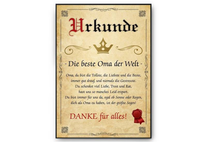 Tigerlino Poster Beste Oma Urkunde Geschenkidee Bild Oma Geschenk von Enkeln von Tigerlino