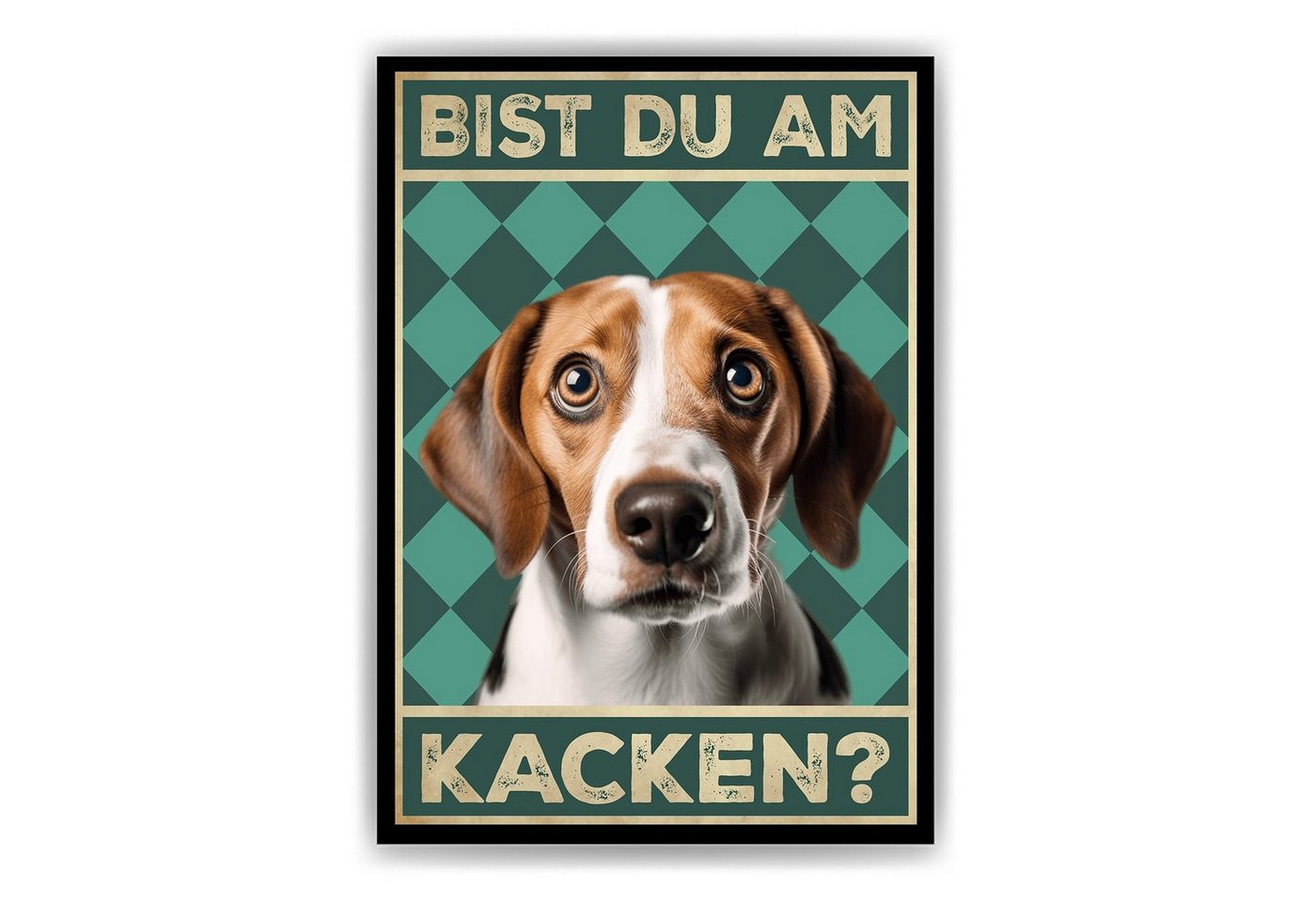 Tigerlino Poster Bist du am Kacken? Hunde Wandbild DIN A4 Gästebad Badezimmer Gäste-WC, Beagle von Tigerlino