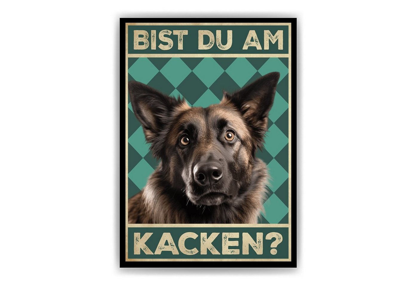 Tigerlino Poster Bist du am Kacken? Hunde Wandbild DIN A4 Gästebad Badezimmer Gäste-WC, Belgischer Schäferhund von Tigerlino