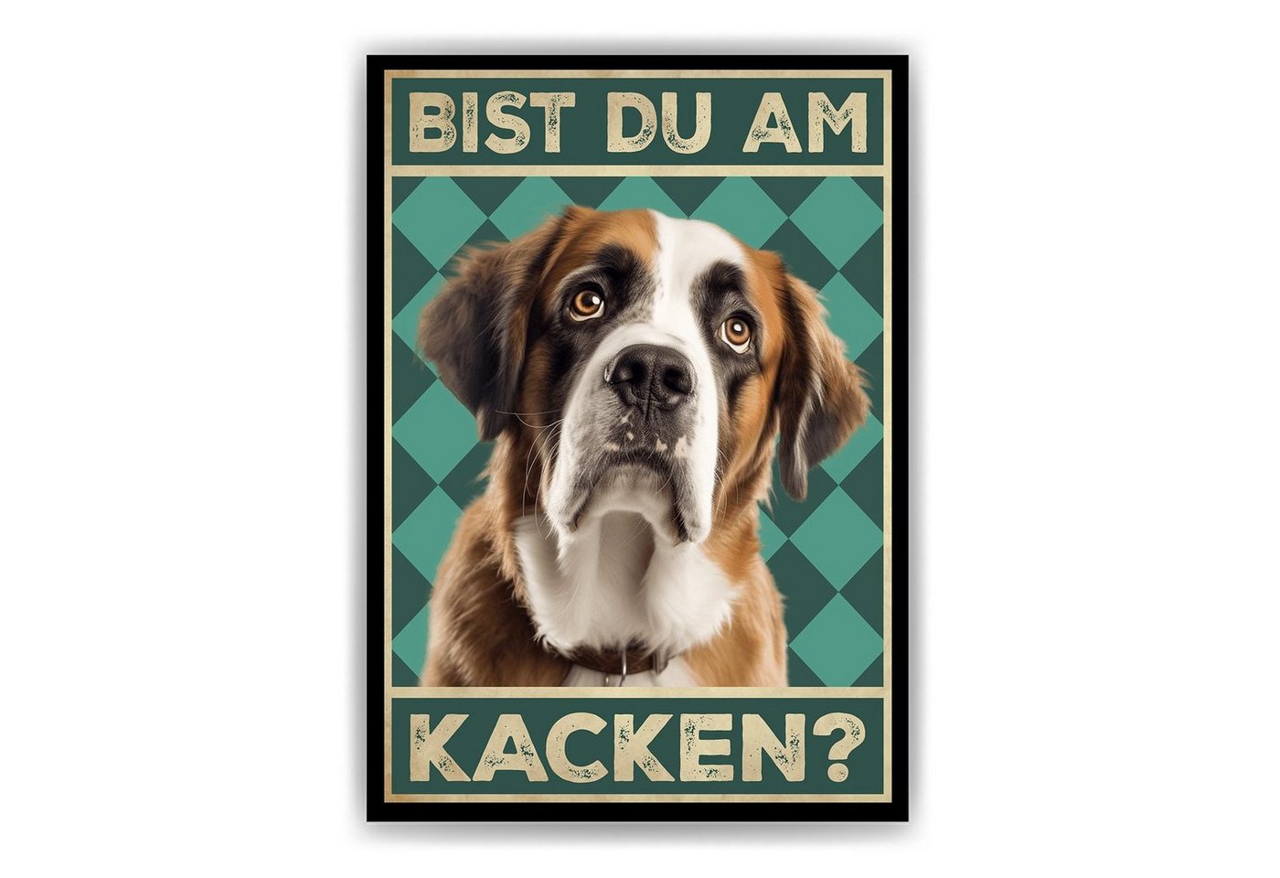 Tigerlino Poster Bist du am Kacken? Hunde Wandbild DIN A4 Gästebad Badezimmer Gäste-WC, Bernhardiner von Tigerlino