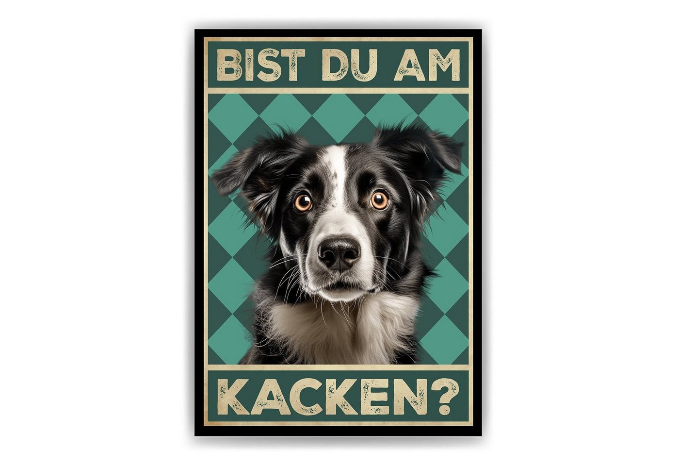 Tigerlino Poster Bist du am Kacken? Hunde Wandbild DIN A4 Gästebad Badezimmer Gäste-WC, Border Collie von Tigerlino