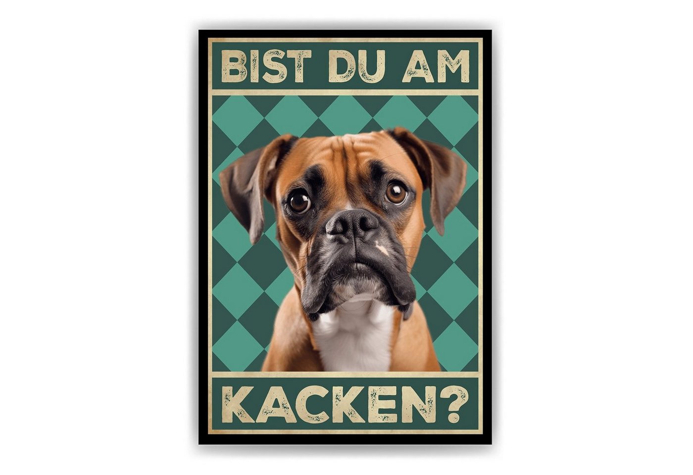 Tigerlino Poster Bist du am Kacken? Hunde Wandbild DIN A4 Gästebad Badezimmer Gäste-WC, Boxer von Tigerlino