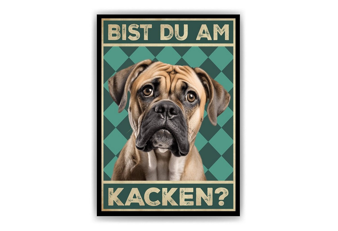 Tigerlino Poster Bist du am Kacken? Hunde Wandbild DIN A4 Gästebad Badezimmer Gäste-WC, Bullmastiff von Tigerlino