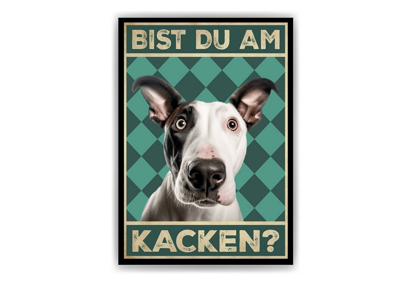 Tigerlino Poster Bist du am Kacken? Hunde Wandbild DIN A4 Gästebad Badezimmer Gäste-WC, Bullterrier von Tigerlino