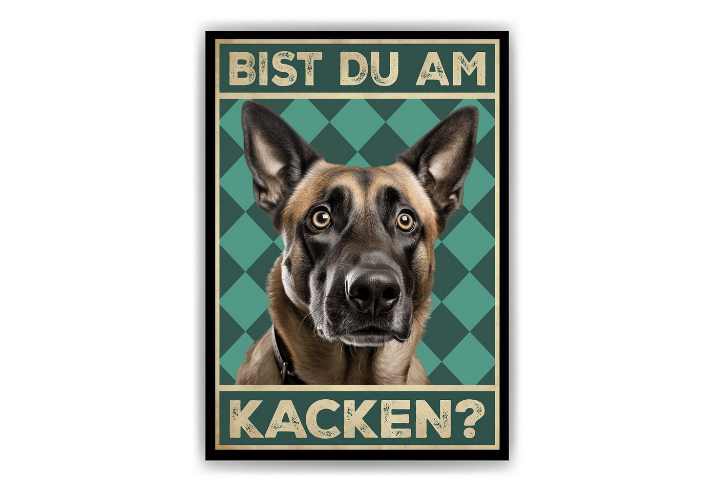 Tigerlino Poster Bist du am Kacken? Hunde Wandbild DIN A4 Gästebad Badezimmer Gäste-WC, Malinois von Tigerlino