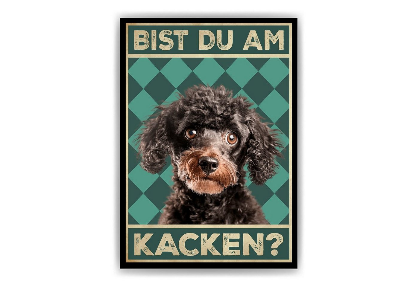 Tigerlino Poster Bist du am Kacken? Hunde Wandbild DIN A4 Gästebad Badezimmer Gäste-WC, Pudel von Tigerlino