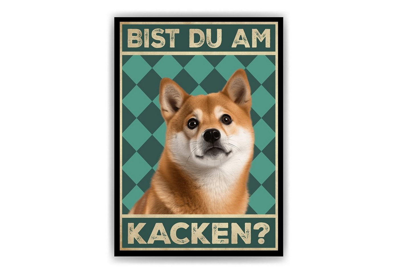 Tigerlino Poster Bist du am Kacken? Hunde Wandbild DIN A4 Gästebad Badezimmer Gäste-WC, Shiba Inu von Tigerlino