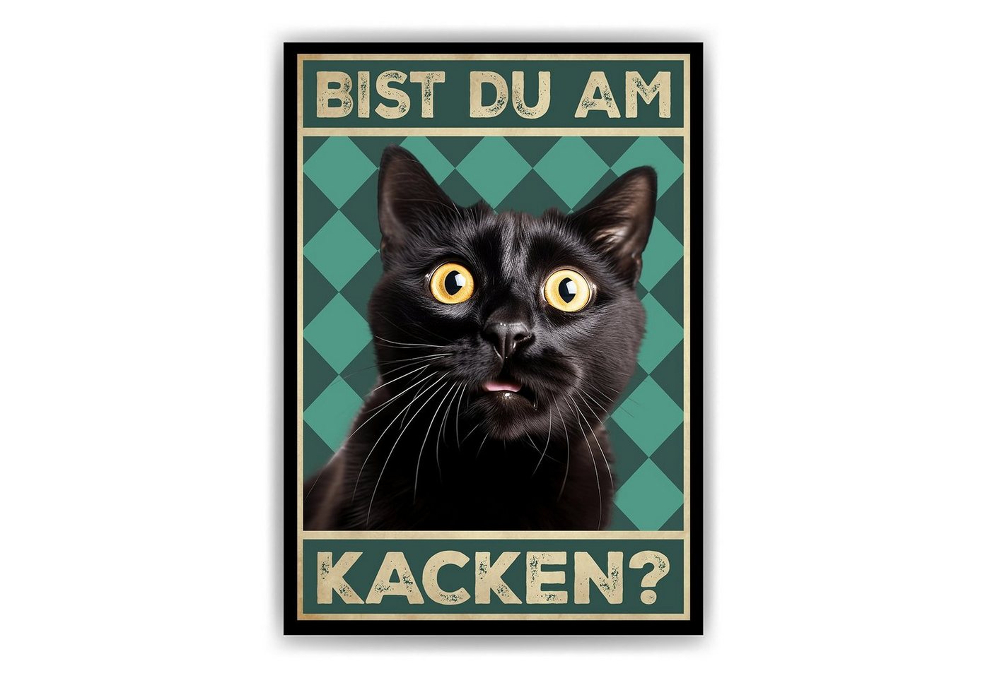 Tigerlino Poster Bist du am Kacken Katzen Gästebad Wandbild Badezimmer Gäste-WC Deko, Katze v2 von Tigerlino