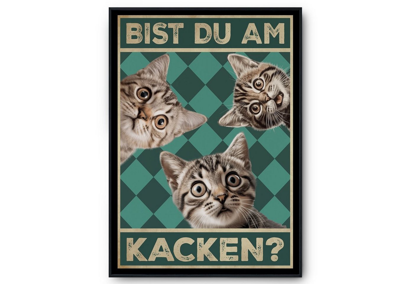 Tigerlino Poster Bist du am Kacken Katzen Gästebad Wandbild Badezimmer Gäste-WC Deko, Katzen v2 von Tigerlino