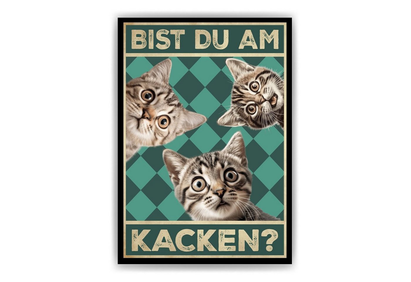 Tigerlino Poster Bist du am Kacken Katzen Gästebad Wandbild Badezimmer Gäste-WC Deko, Katzen v2 von Tigerlino