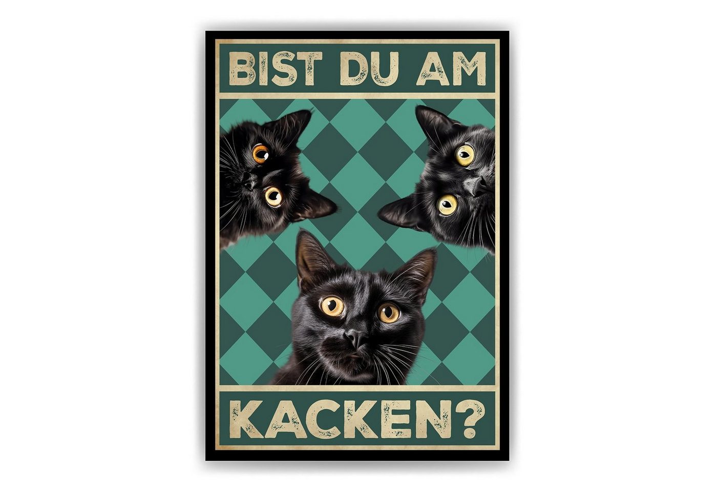 Tigerlino Poster Bist du am Kacken Katzen Gästebad Wandbild Badezimmer Gäste-WC Deko, Katzen v3 von Tigerlino