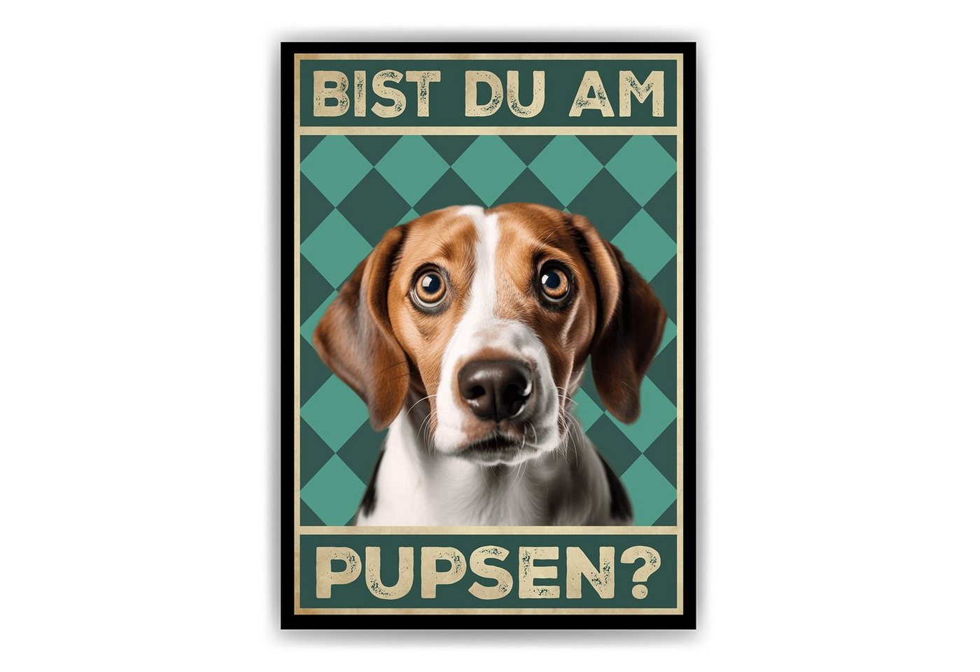 Tigerlino Poster Bist du am Pupsen? Hunde Wandbild DIN A4 Gästebad Badezimmer Gäste-WC, Beagle von Tigerlino