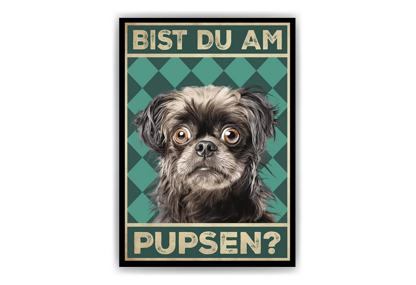 Tigerlino Poster Bist du am Pupsen? Hunde Wandbild DIN A4 Gästebad Badezimmer Gäste-WC, Bolonka Zwetna von Tigerlino