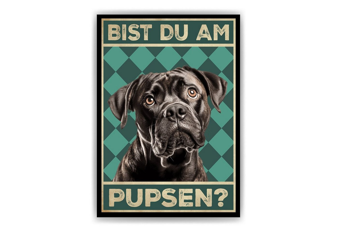 Tigerlino Poster Bist du am Pupsen? Hunde Wandbild DIN A4 Gästebad Badezimmer Gäste-WC, Cane Corso von Tigerlino