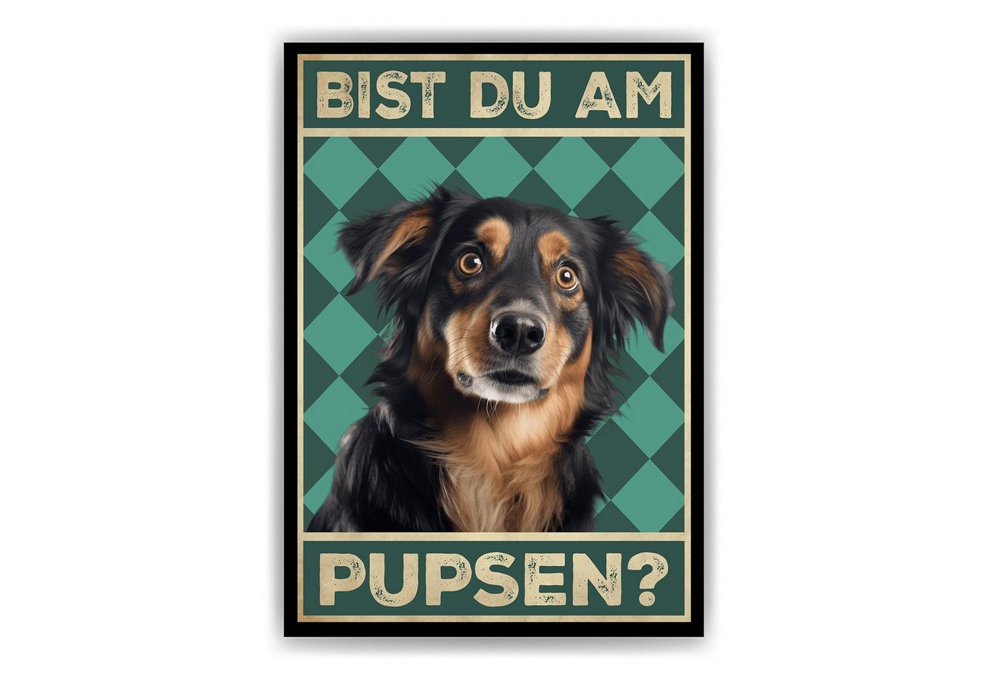 Tigerlino Poster Bist du am Pupsen? Hunde Wandbild DIN A4 Gästebad Badezimmer Gäste-WC, Hovawart von Tigerlino