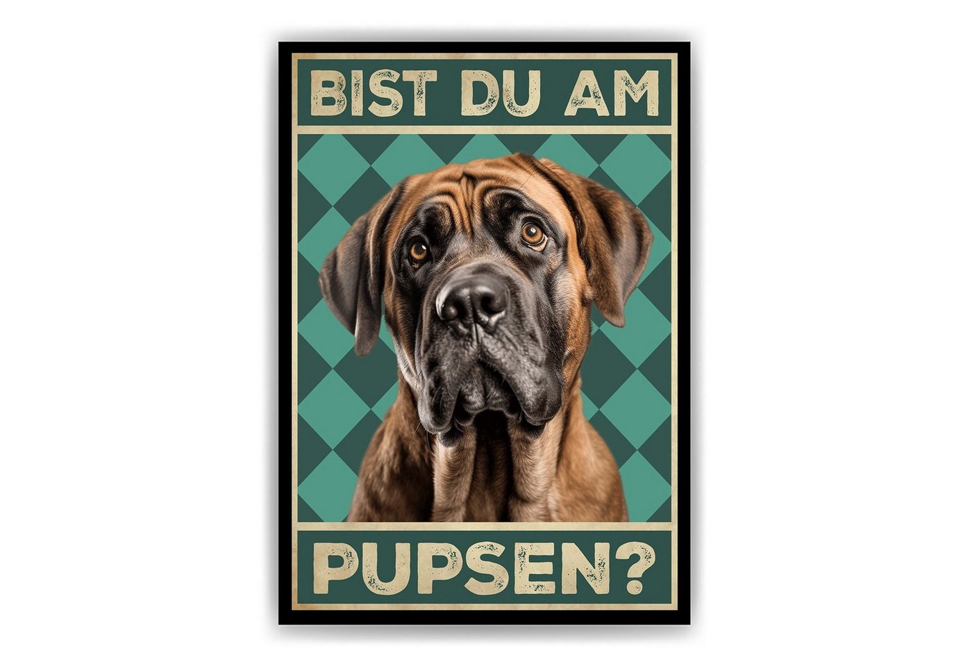 Tigerlino Poster Bist du am Pupsen? Hunde Wandbild DIN A4 Gästebad Badezimmer Gäste-WC, Mastiff von Tigerlino