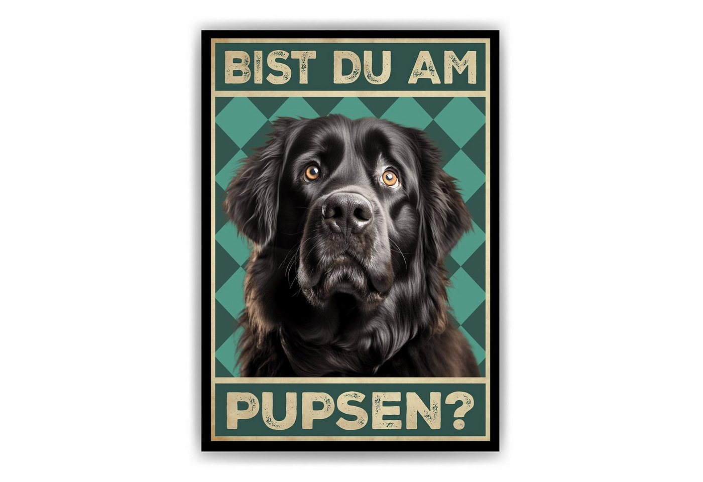 Tigerlino Poster Bist du am Pupsen? Hunde Wandbild DIN A4 Gästebad Badezimmer Gäste-WC, Neufundländer von Tigerlino