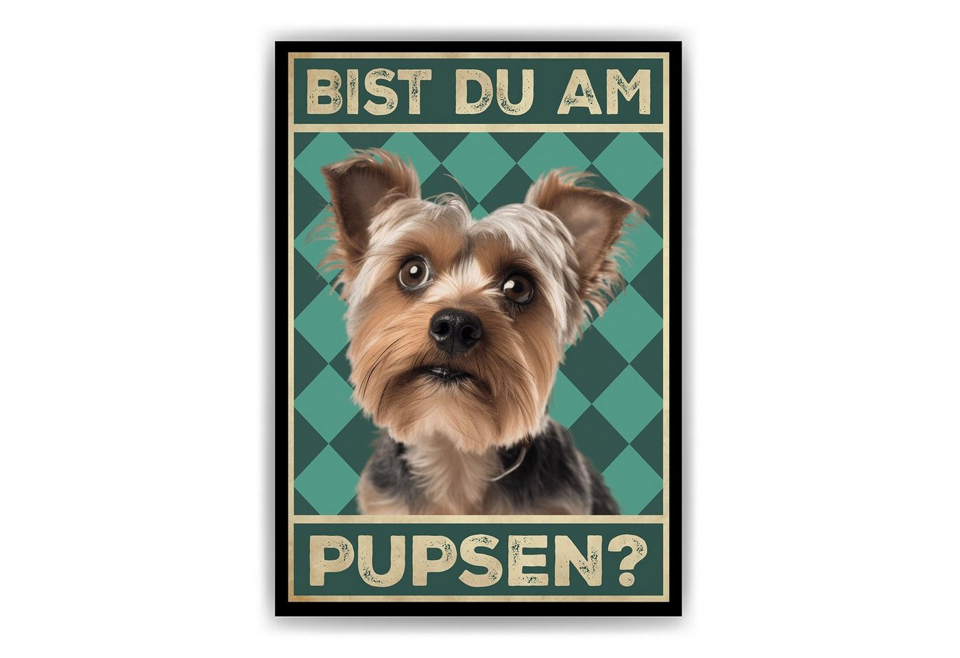 Tigerlino Poster Bist du am Pupsen? Hunde Wandbild DIN A4 Gästebad Badezimmer Gäste-WC, Yorkshire Terrier von Tigerlino