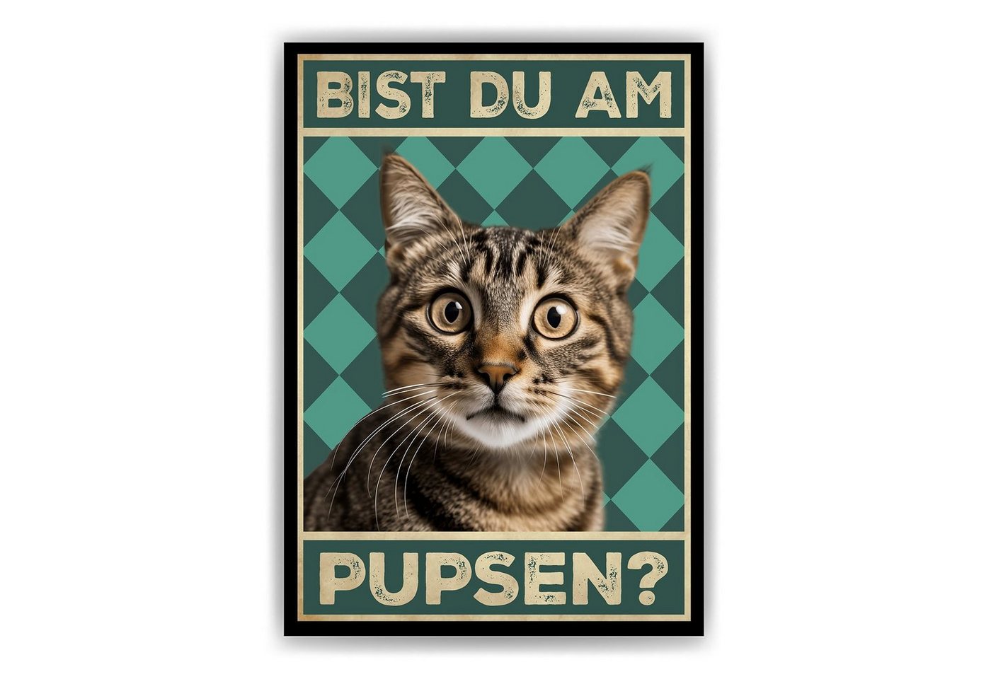 Tigerlino Poster Bist du am Pupsen Katzen Gästebad Wandbild Badezimmer Gäste-WC Deko, Katze v1 von Tigerlino
