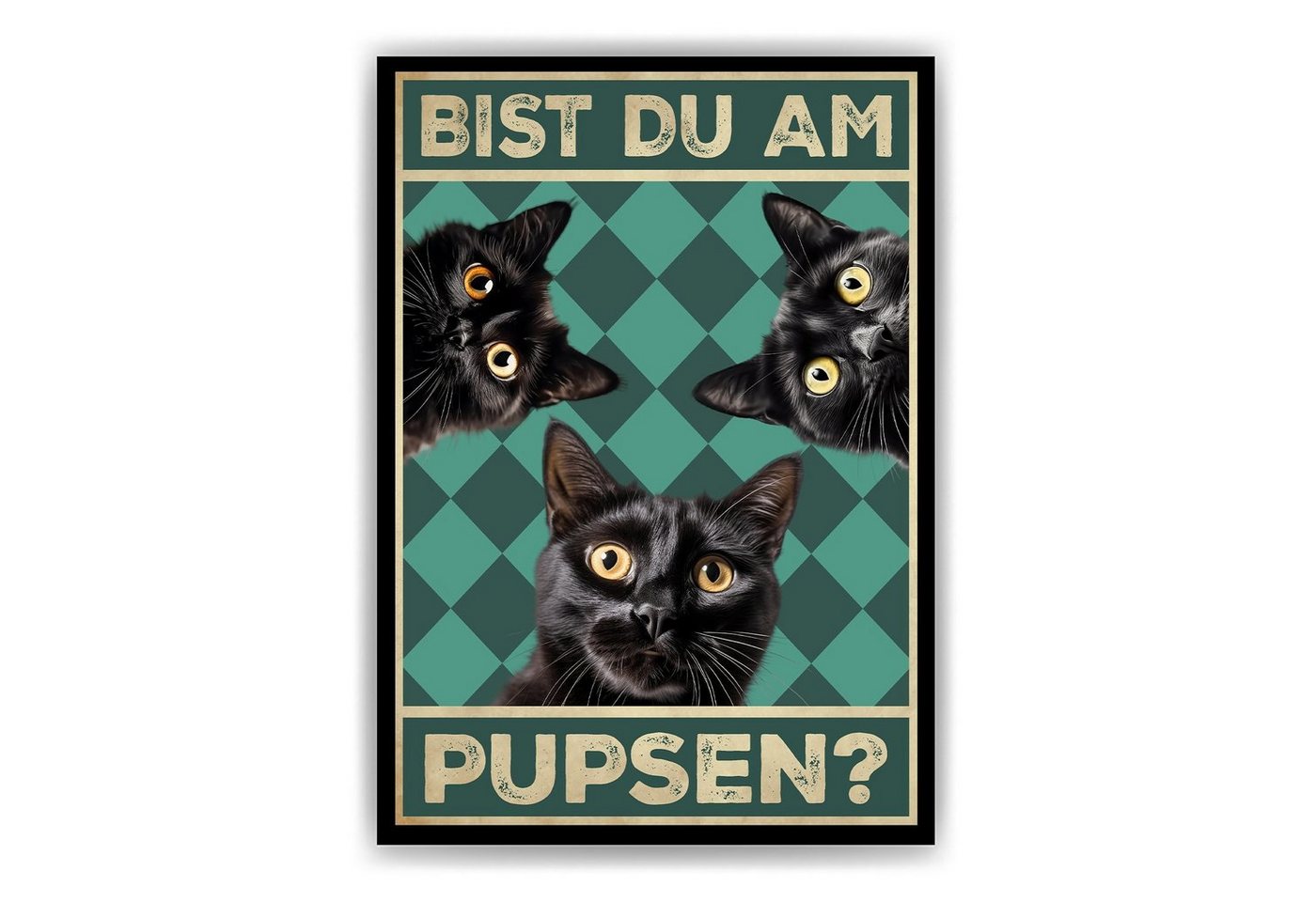 Tigerlino Poster Bist du am Pupsen Katzen Gästebad Wandbild Badezimmer Gäste-WC Deko, Katzen v3 von Tigerlino