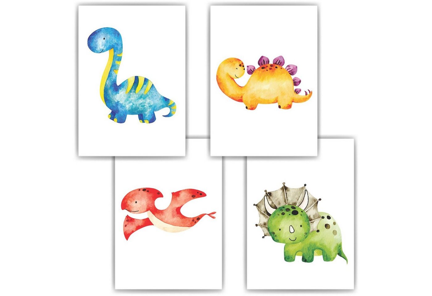 Tigerlino Poster Dinosaurier 4er Set Kinderzimmer Bilder Babyzimmer Dino Dekoration von Tigerlino