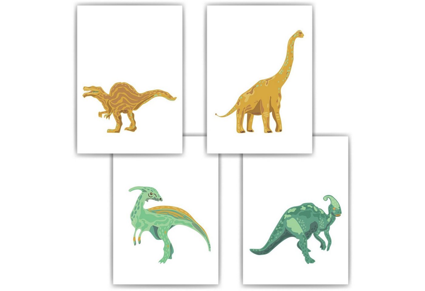 Tigerlino Poster Dinosaurier Bilder 4er Set Kinderzimmer Dino Wandbilder Babyzimmer von Tigerlino