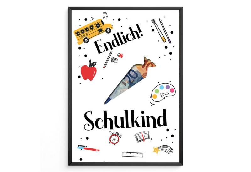 Tigerlino Poster Einschulung Geldgeschenk Schulstart Schulanfang Zuckertüte 1. Klasse von Tigerlino