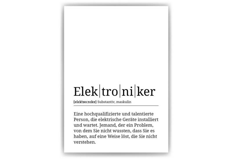 Tigerlino Poster Elektroniker Definition Wandbild Mitarbeiter Geschenk von Tigerlino
