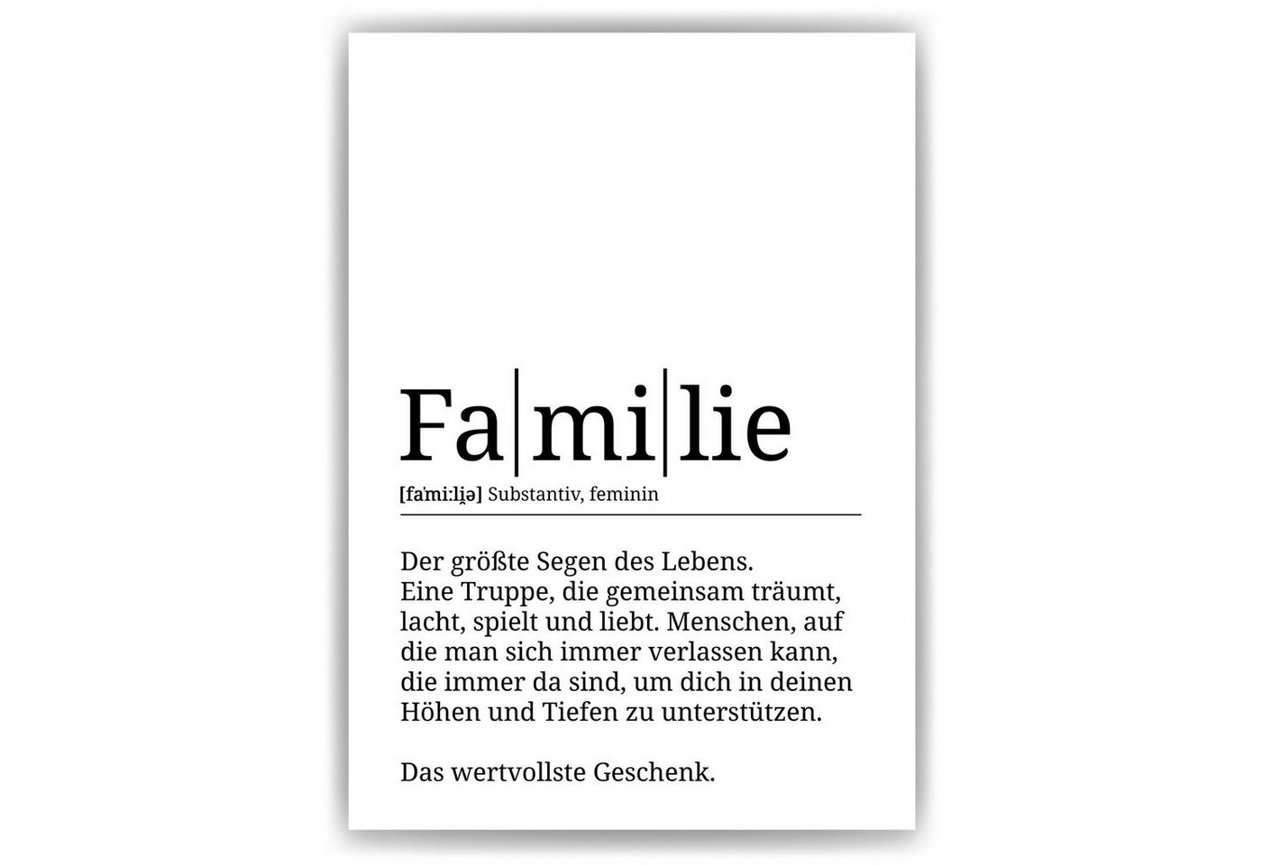 Tigerlino Poster Familie Definition Wandbild Dekoration Mama Papa Familien Geschenk von Tigerlino