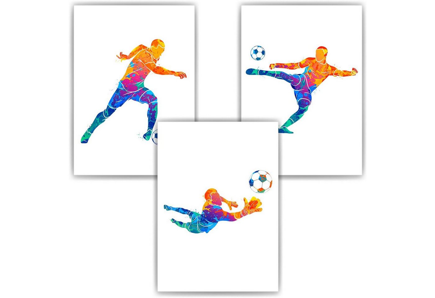 Tigerlino Poster Farbenfrohe Fußballspieler 3er Set Kinderzimmer Fußball Bilder von Tigerlino