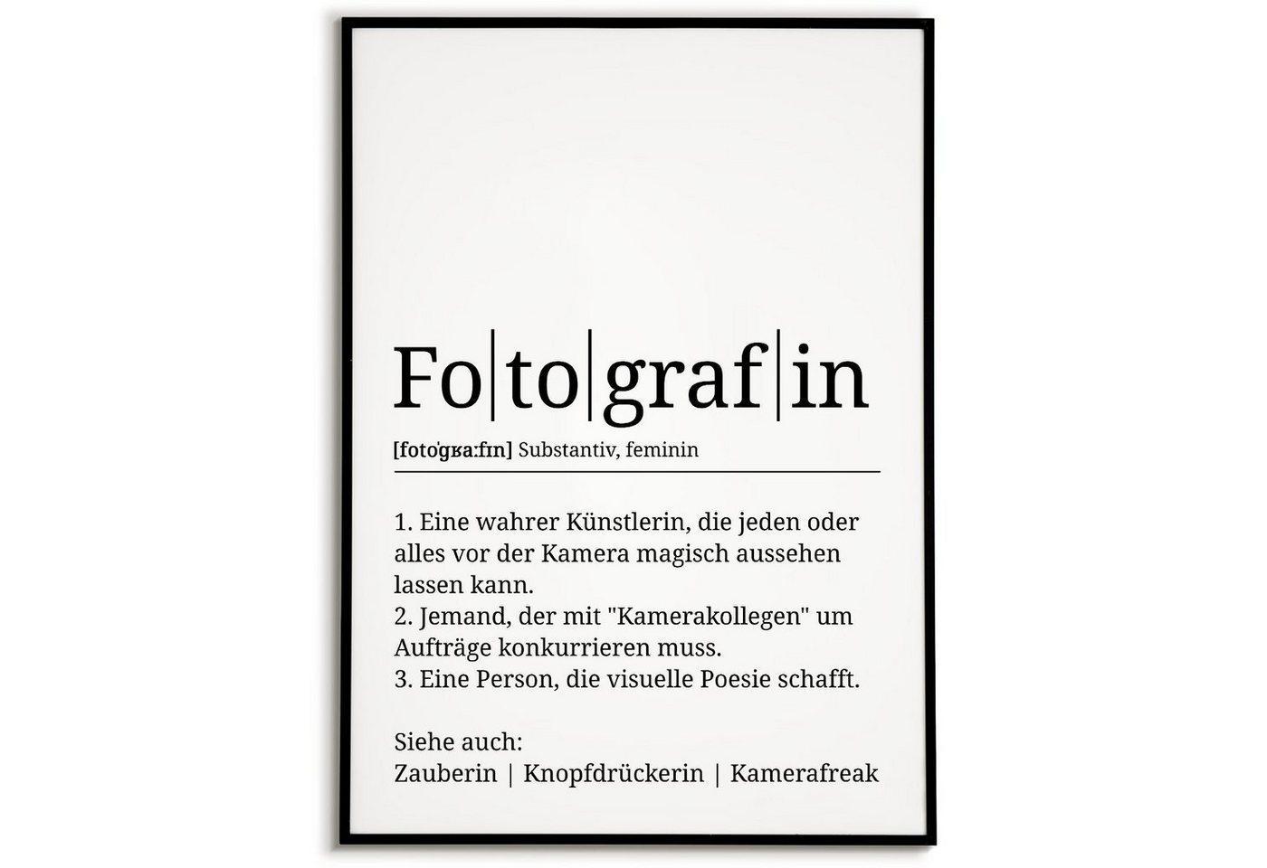 Tigerlino Poster Fotografin Definition Wandbild Mitarbeiter Geschenk von Tigerlino