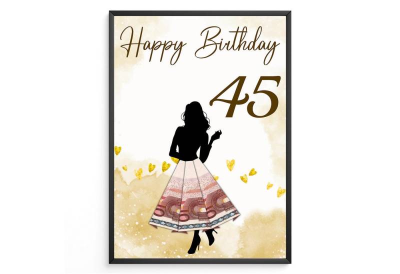 Tigerlino Poster Geldgeschenk Geburtstag Frauen Geburtstagsgeschenk Freundin Karte, 13 18 20 30 40 50 60 70 Geburtstag von Tigerlino
